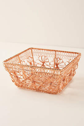 Anthropologie Copper Floral Basket