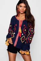 Thumbnail for your product : boohoo Embroidered Woven Smock Top