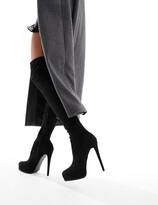 Thumbnail for your product : ASOS DESIGN Kaska high-heeled platform boots in black micro