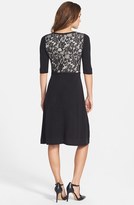 Thumbnail for your product : Betsey Johnson Lace Panel Fit & Flare Sweater Dress