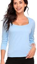 Thumbnail for your product : Unibelle Women's Cotton Basic Soft Fit Long Sleeve Scoop Neck T Shirt Blouse Bottoming Shirt