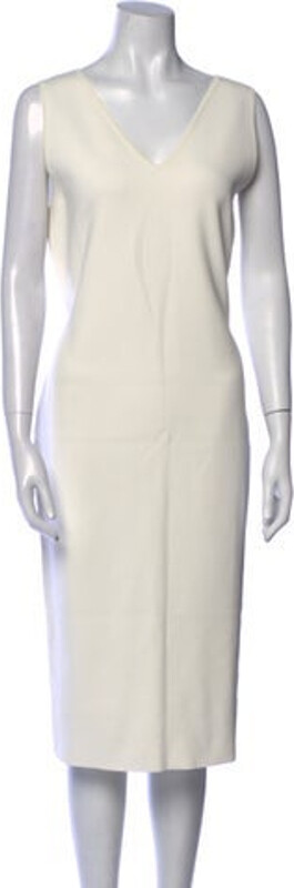 Akris Shift Dress Neutrals Sleeveless with V-Neck Designer