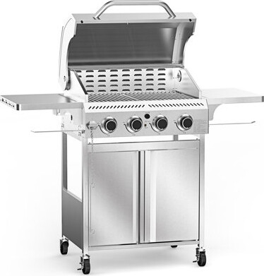 R.W.FLAME 4-Burner 304 Stainless Steel Propane Gas Grill – 32,000 Btu High-Performance Bbq With Heat-Resistant Handle, Hanging Hooks & Portable Wheels