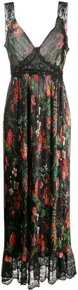 Paco Rabanne Lace-Insert Floral Maxi Dress