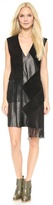 Thumbnail for your product : Derek Lam 10 Crosby V Neck Leather Dress with Fringe