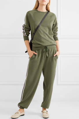 Olivia von Halle Missy Milan Striped Silk-blend Sweatshirt And Track Pants Set - Green