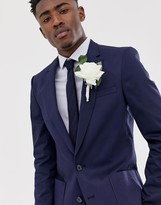 Thumbnail for your product : ASOS DESIGN Tall wedding skinny blazer in navy cotton