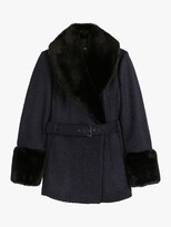 Thumbnail for your product : Ted Baker Llotie Faux Fur Trim Coat, Navy