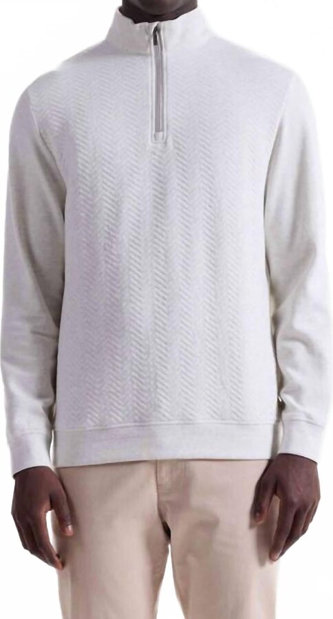 Bugatchi Uomo Men's Chevron Melange Top In Chalk