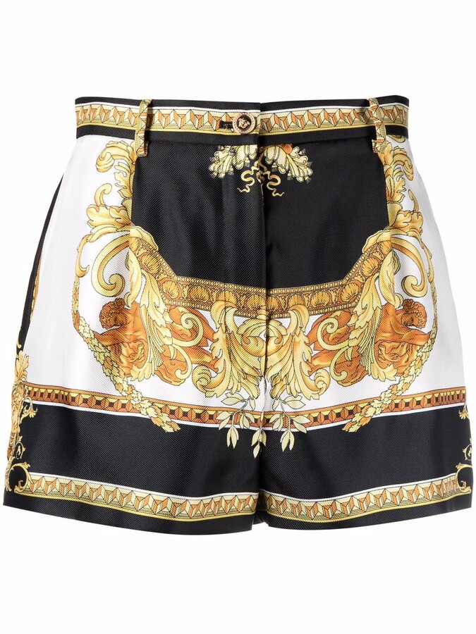 Versace Baroque-Print Silk Shorts - ShopStyle