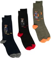 Thumbnail for your product : Polo Ralph Lauren Three-Pack Bear-Print Socks