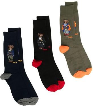 Polo Ralph Lauren Three-Pack Bear-Print Socks