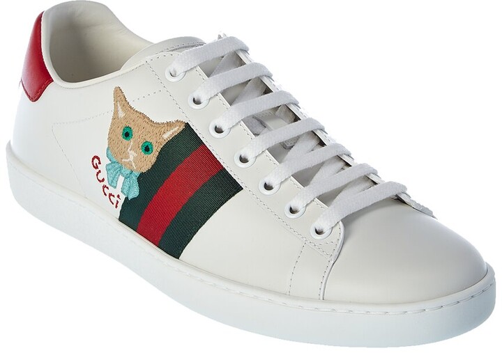 Gucci Ace Cat Leather Sneaker ShopStyle