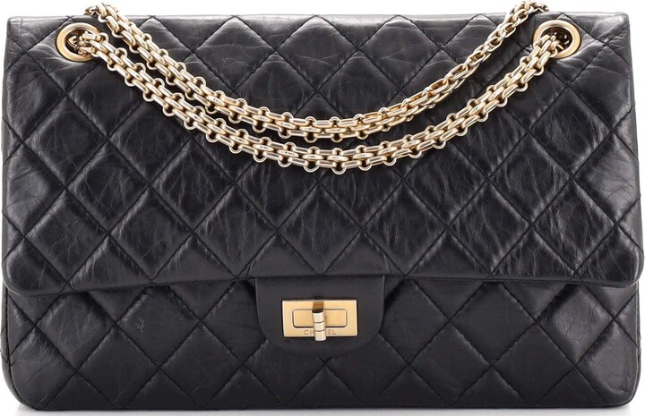 Chanel Reissue 2.55 Chain Tote Calfskin with Quilted Detail Medium Black