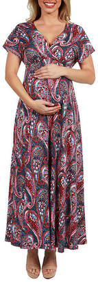 24/7 Comfort Apparel 24Seven Comfort Apparel Constance Empire Waist Maternity Maxi Dress - Plus
