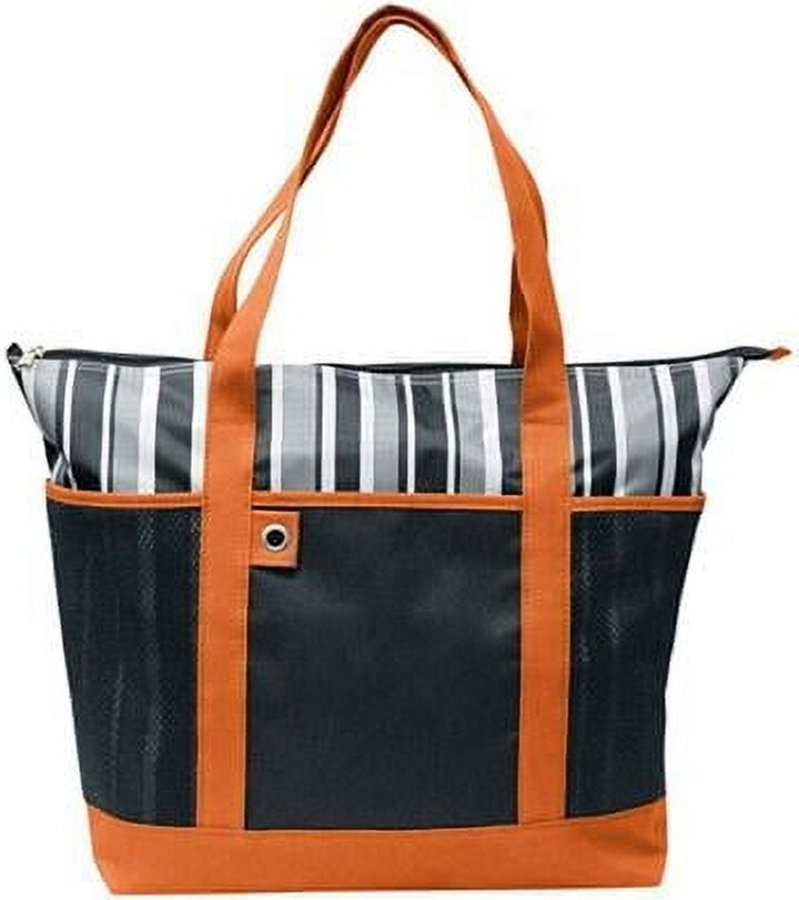 Travelwell Orange Shopping Striped Tote Bag