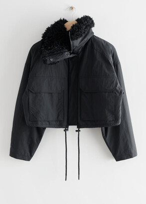 cropped faux shearling jacket