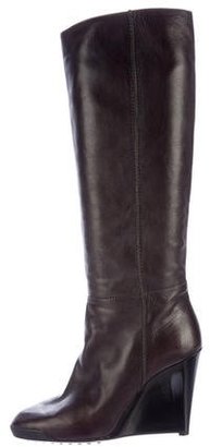 Tod's Leather Wedge Boots