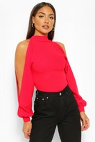 Thumbnail for your product : boohoo Crepe Split Sleeve High Neck Top