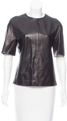 Calvin Klein Collection Leather Short Sleeve Top