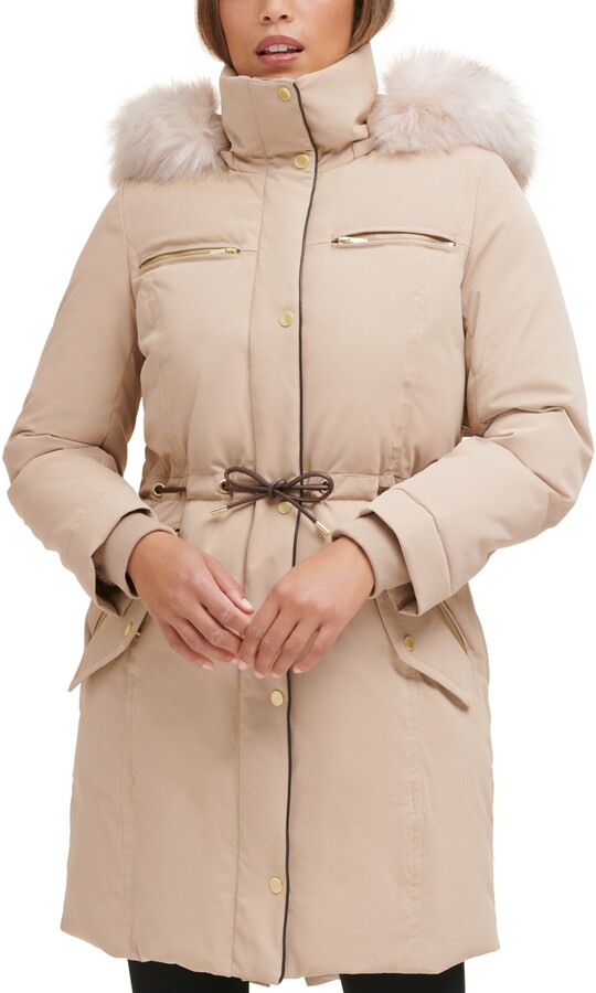 cole haan hooded wool blend coat