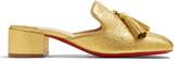 Thumbnail for your product : Christian Louboutin Barry 35 Tasseled Grained Leather Mules - Womens - Gold