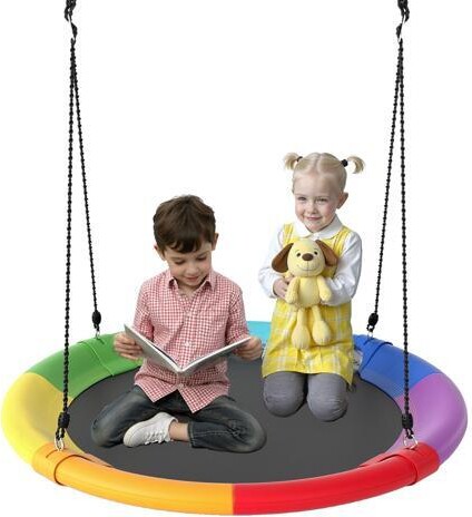 Goplus 40'' Flying Saucer Tree Swing Indoor Outdoor Play Set Swing for Kids Colorful
