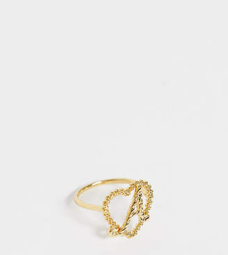 Reclaimed Vintage inspired gold plated A initial ring