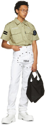 Hood by Air White Veteran Embroidered Logo Jeans