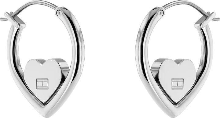 Tommy Hilfiger Women's Jewelry Hoop Heart Earrings - ShopStyle