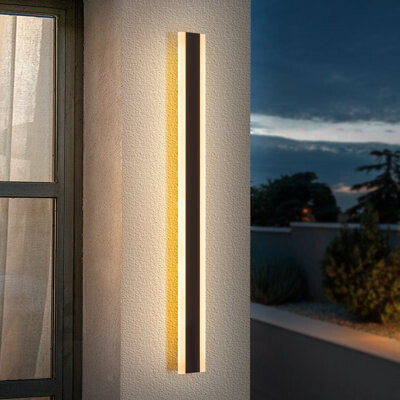 Ivy Bronx Barde Slender Sideway Outdoor Hardwired Bar Wall Sconce with LED Light Source