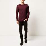 Thumbnail for your product : River Island Mens Burgundy chunky ribbed slim fit top