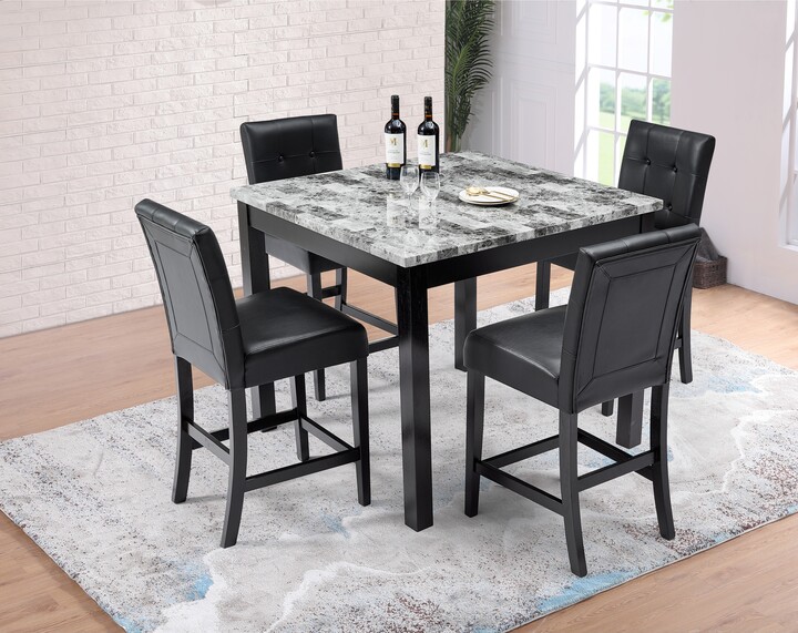 LELATTRADE Black Square Dining Table Set w/ 4 Chairs, Breakfast Nook ShopStyle