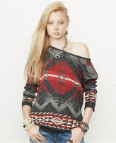 Thumbnail for your product : Denim & Supply Ralph Lauren Boat-Neck Southwestern-Print Oversized Sweater