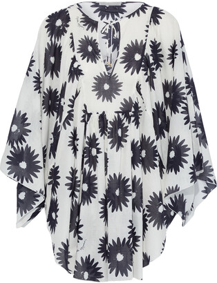 Stella McCartney Linda Gathered Floral-print Cotton-gauze Coverup