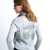 Thumbnail for your product : Le Temps Des Cerises Long-Sleeved Cotton T-Shirt with Back Printed Motif