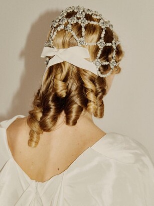 Simone Rocha Faux-pearl And Crystal-embellished Cap - Pearl