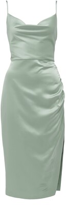 Ever New Laura Petite Satin Cowl-Neck Ruched Midi Dress