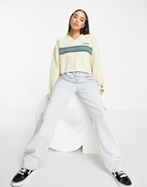 Thumbnail for your product : Kickers relaxed v neck jumper with contrast stripe and embroidered logo in wide rib knit