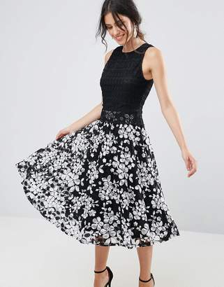 Yumi Contrast Lace Skater Dress
