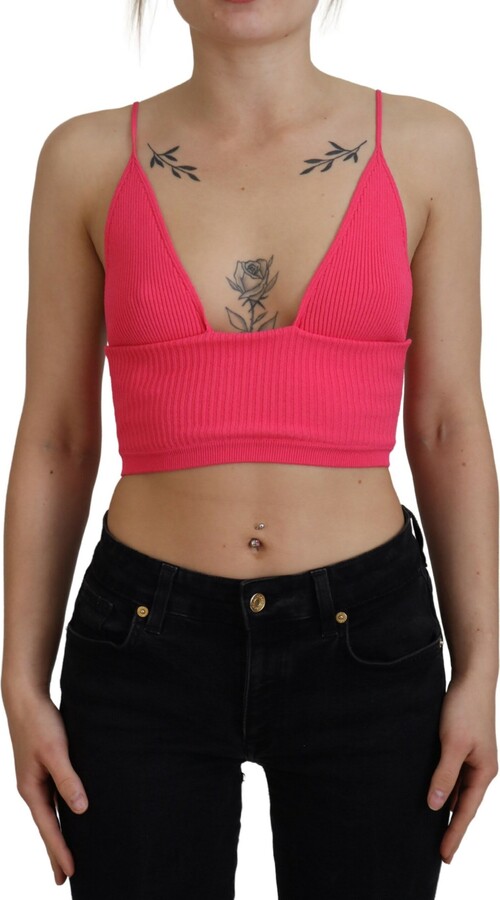 DSQUARED2 ² Ribbed Knit Bra Cropped Spaghetti Strap Women's Top (Pre-Owned)