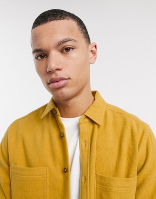 ASOS DESIGN Tall brushed flannel overshirt in mustard