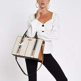 Thumbnail for your product : River Island Womens Cream contrast snake panel tote bag