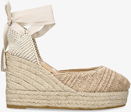 Manebi Womens Beige La Havana Ankle-Tie Raffia and Jute Espadrille Wedges Eur 40 / 7 Uk Women