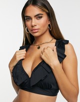 Thumbnail for your product : Pour Moi? Pour Moi Fuller Bust Space frill bikini top in black