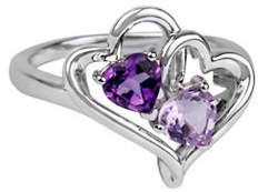 Finecraft Ii Amethyst and Sterling Silver Heart Ring