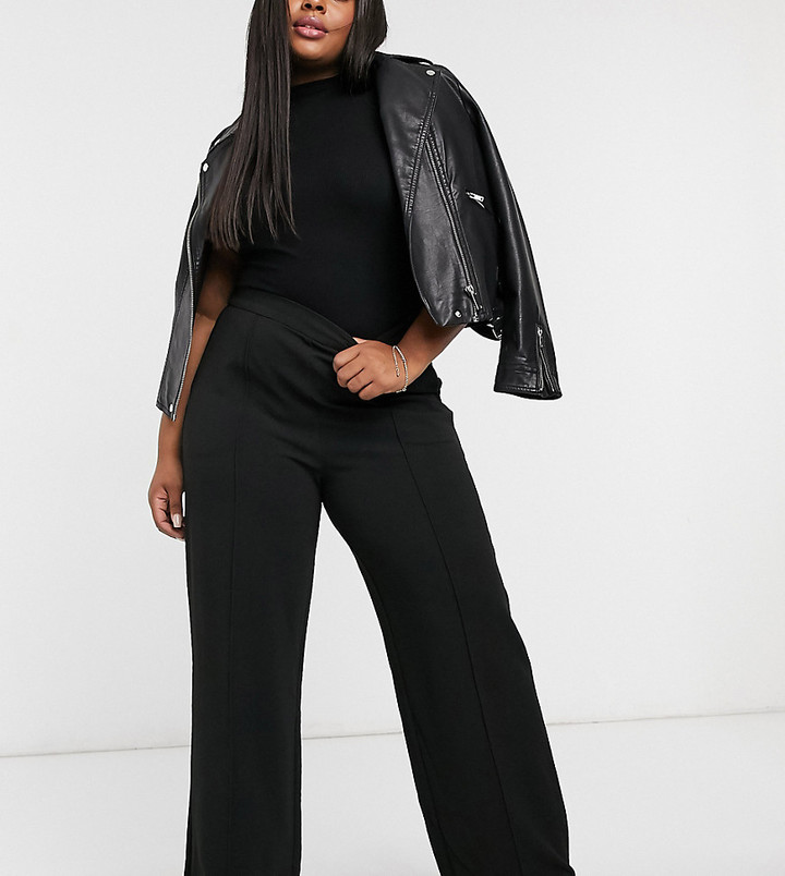 Vero Moda Curve pants with wide leg in black - ShopStyle