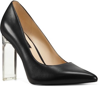 clear heels with black toe