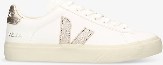 Veja Womens Gold Comb Women's Campo Logo-Embroidered Low-Top Leather Trainers Eur 37 / 4 Uk Women