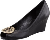 Thumbnail for your product : Tory Burch Sally 2 Leather Wedge Pump, Black/Gold